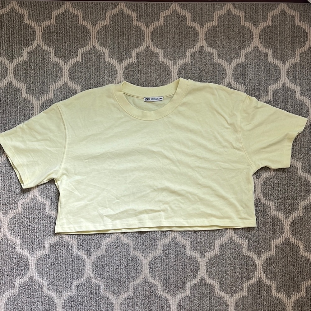 Zara cropped yellow t shirt